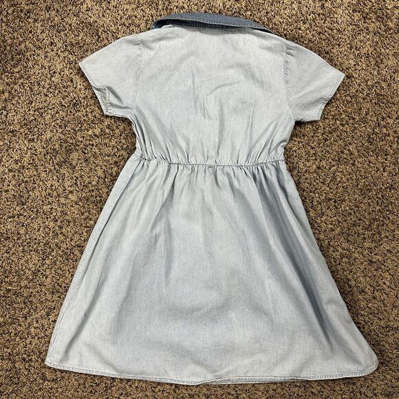 Girls Wonder Nation Short Sleeve Button Blue Denim Dress Light Blue Size 7/8 - Picture 2 of 10